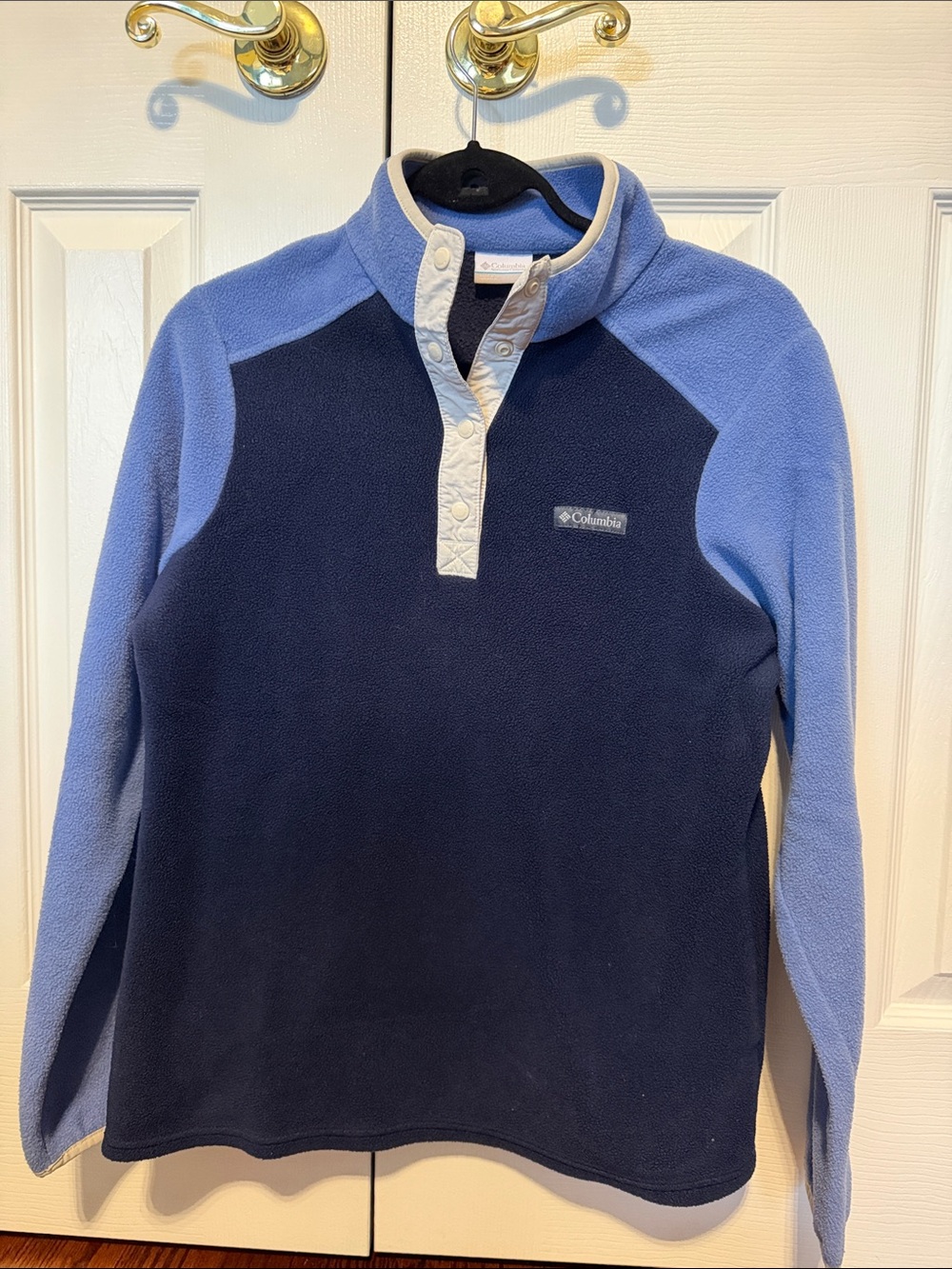 Columbia Navy and Light Blue Snap-Front Fleece Pullover